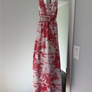 Vineyard Vines Red and White Toile-Print Maxi Dress